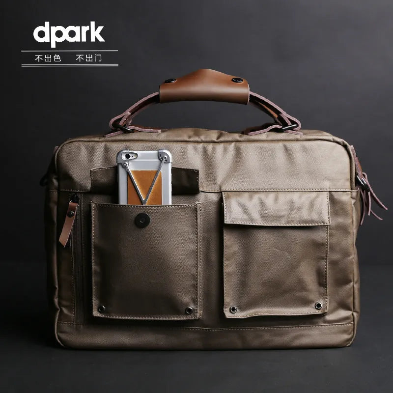 Dpark single shoulder laptop bag for 14/15 inch devices in Black, Brown, Khaki colours