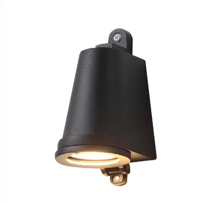 Industrial style cast aluminium horseshoe shaped wall lamp with compact 75mm dimensions