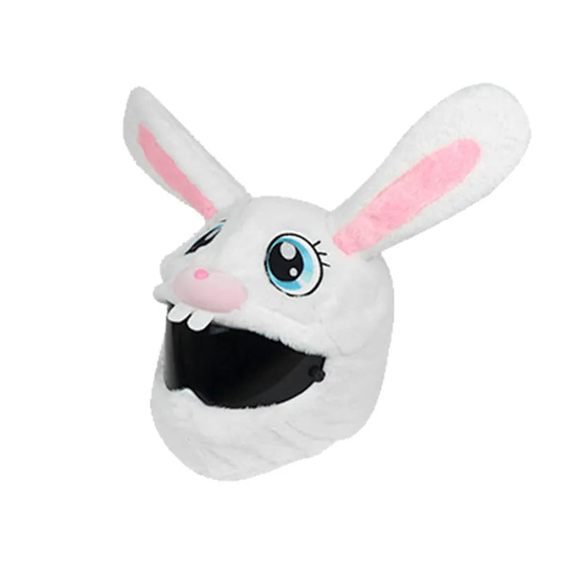White rabbit head decorative cover for electric motorcycle helmet with PP cotton exterior