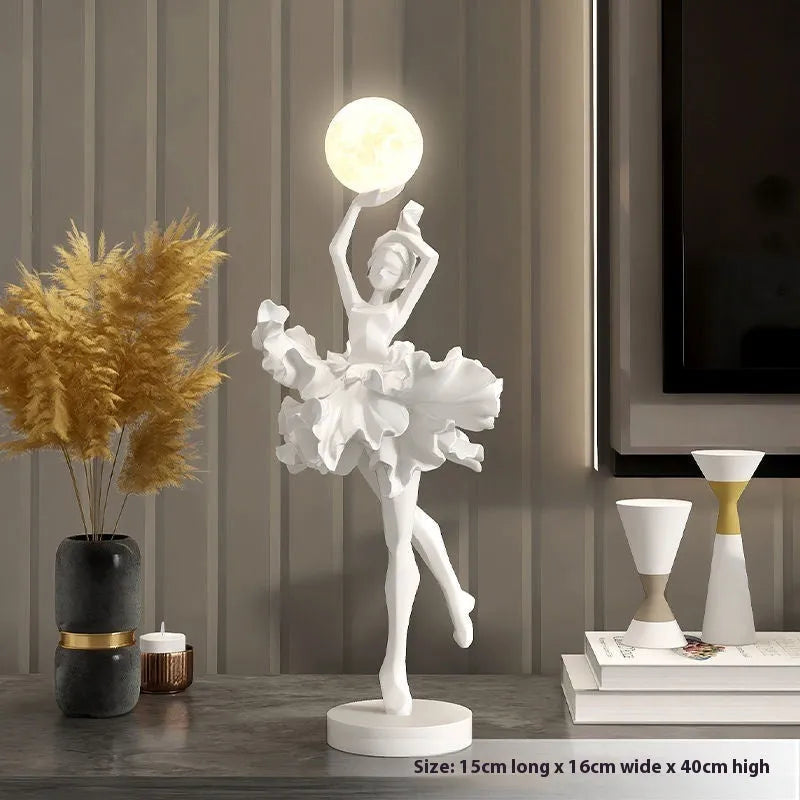 Art Girl Atmosphere small USB night lamp in black gold, white, pink, or light blue resin finish.