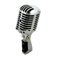 Classical retro dynamic microphone in gold finish with all-metal construction and heart-shaped polar pattern for stage performance