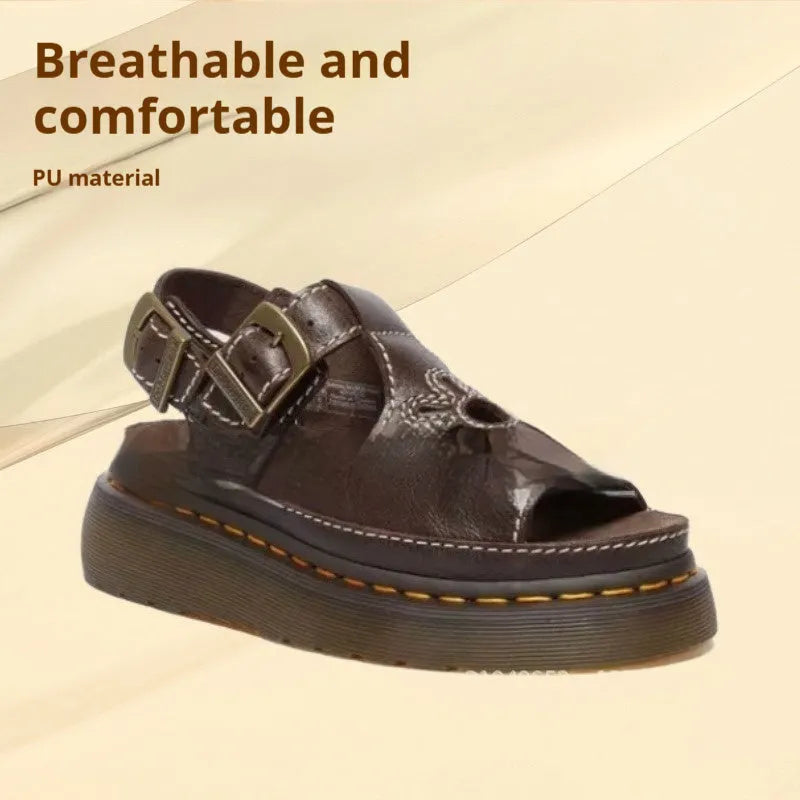 Men's black embroidered floral pattern beach sandals with flat heel on a white background.