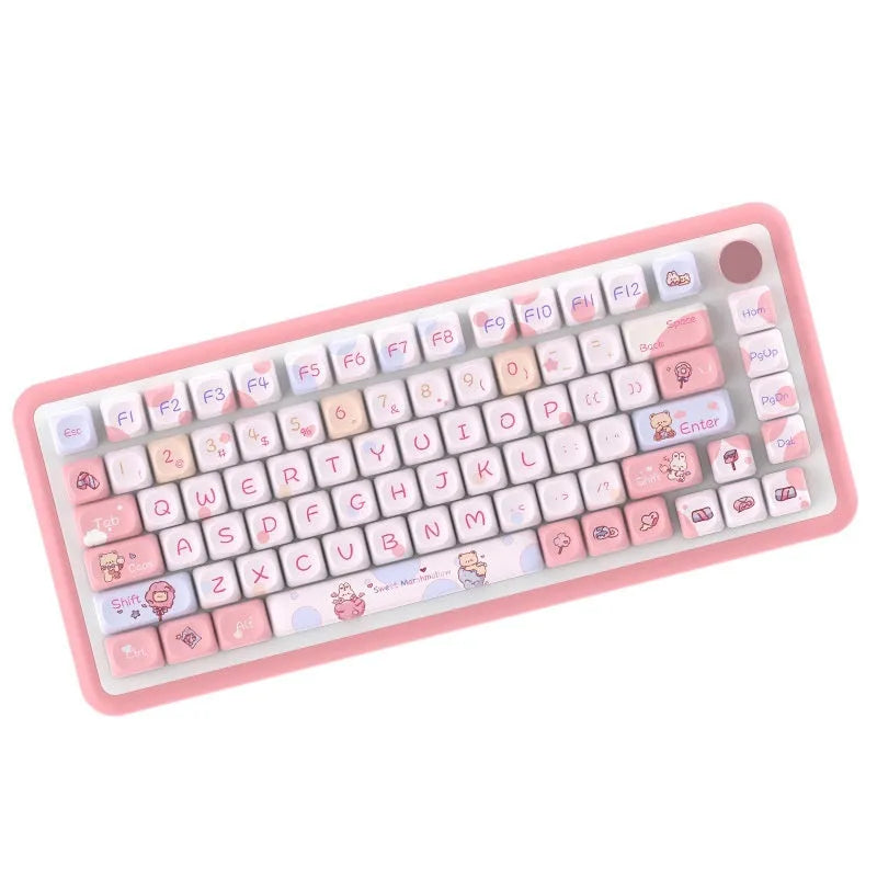 Sweet cotton candy coloured mechanical keyboard keycaps set showing 112-key and 120-key options.