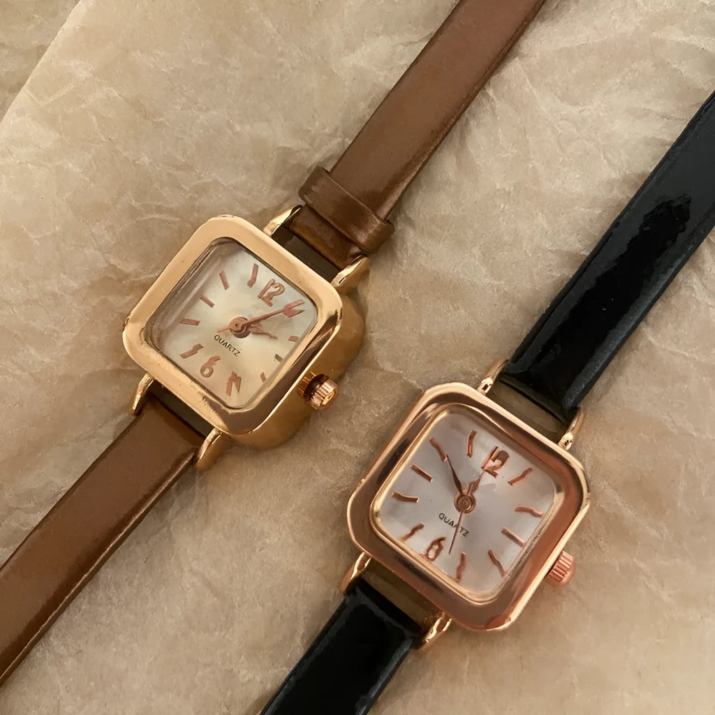 Women's fashion watch with 10mm thick alloy case in black, white, pink, or brown colour