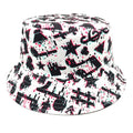 Musical note pattern printed bucket hat in retro dome crown style, size M 56-58cm