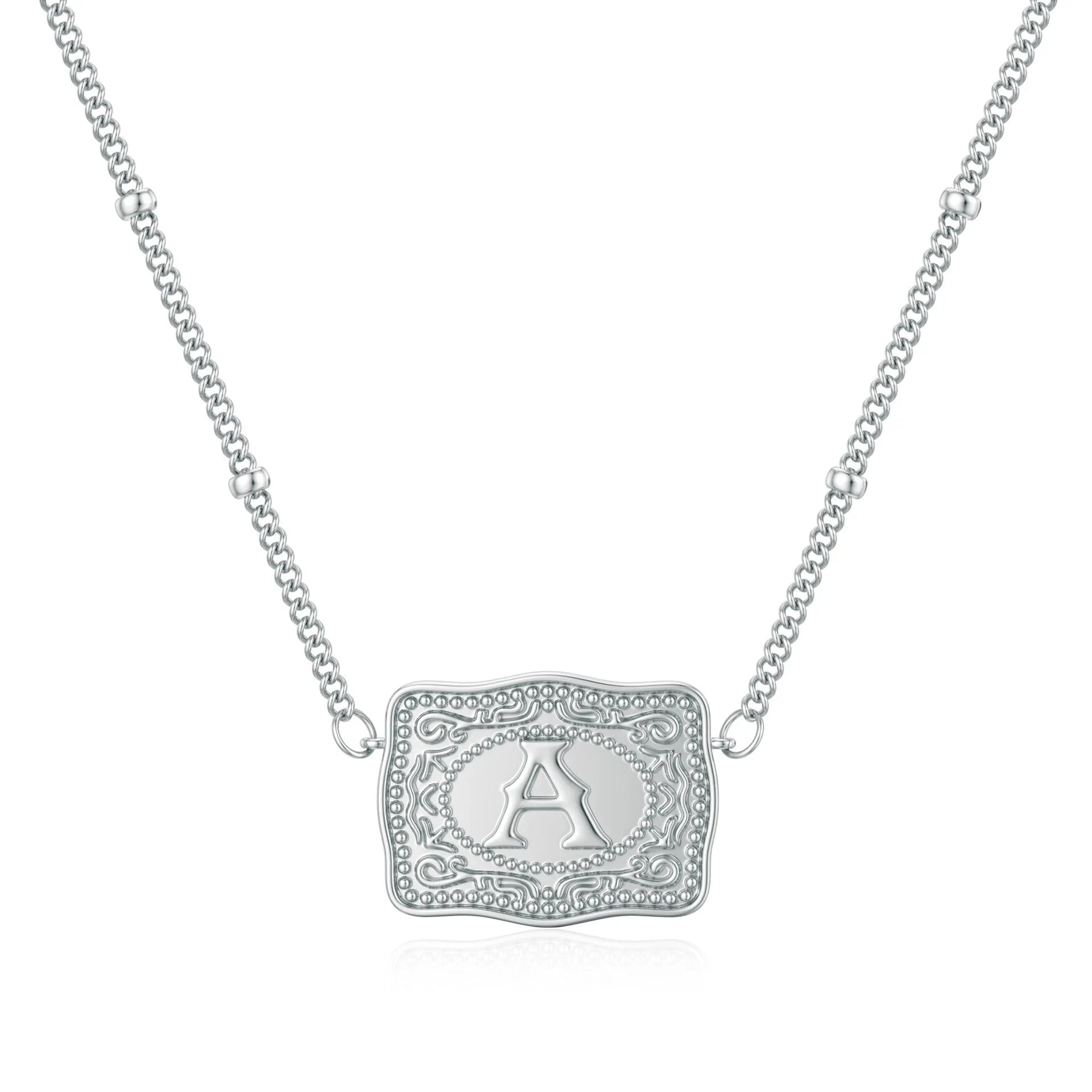 Copper letter necklace with A to Z pendant in gold or white K electroplated finish