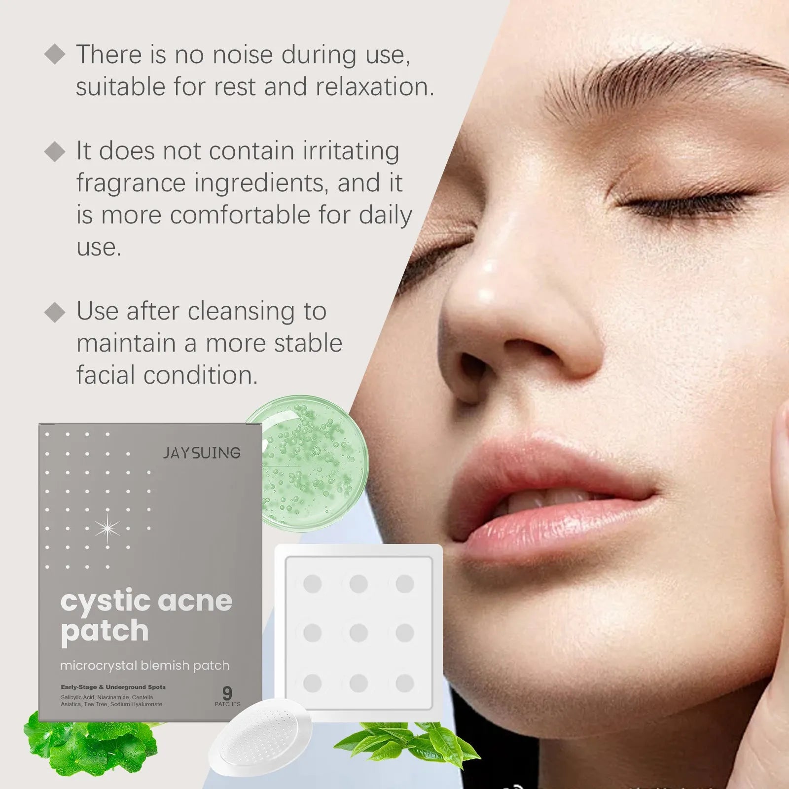 Acne repair micro needle patch with tea tree oil in foil pack