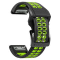 Quick release two-tone silicone watch strap with pin buckle in Army Green Black colour.