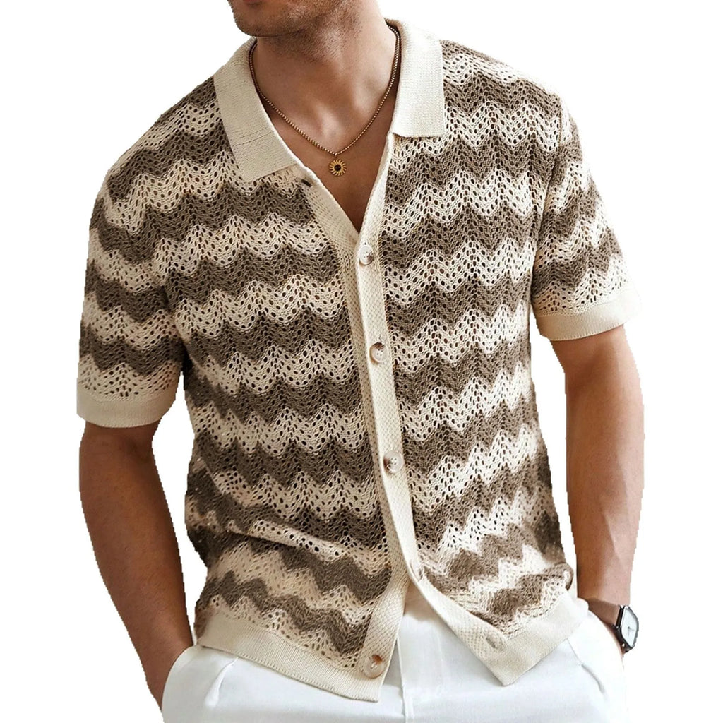 Short sleeve yellow sweater with corrugated jacquard texture and flocking detail on Tencel viscose fabric