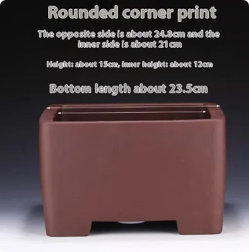 Square purple clay succulent bonsai pot in classical design for tabletop or floor plant display