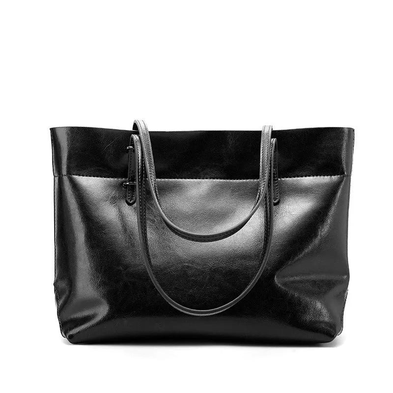 Casual wax cowhide leather cross-body handbag in multiple colours with two compartments