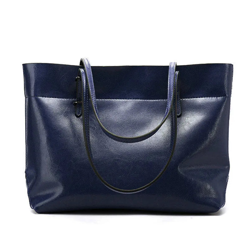 Casual wax cowhide leather cross-body handbag in multiple colours with two compartments