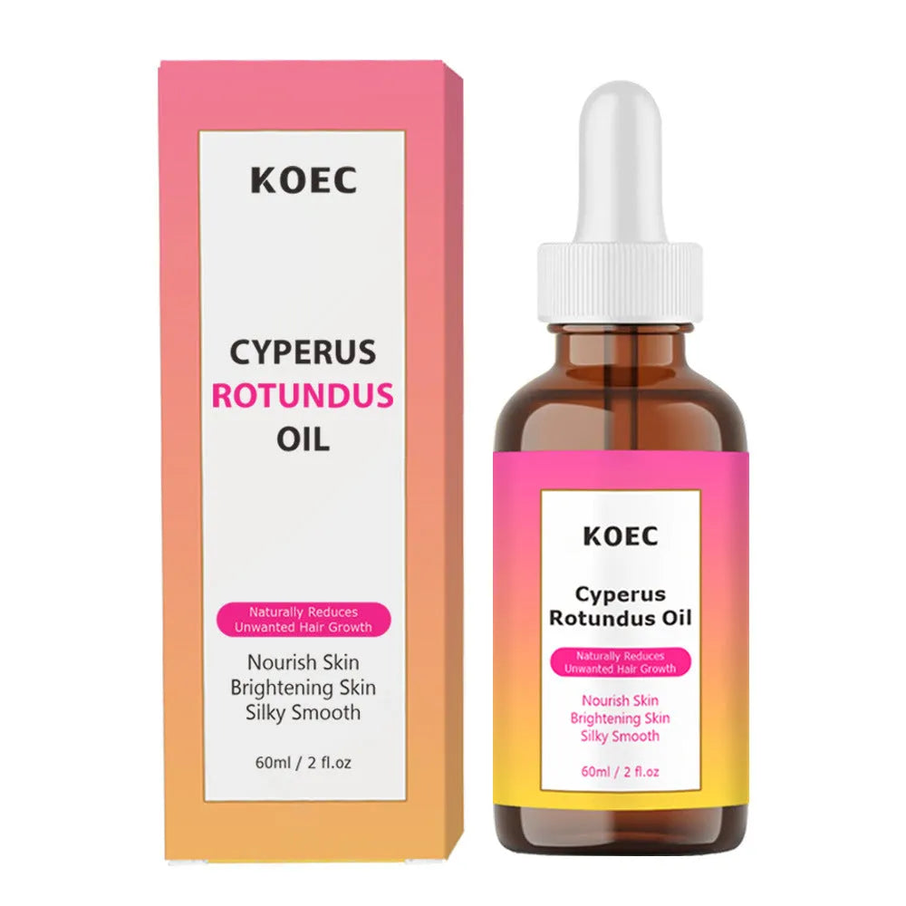 Cyperus Tuber body care massage oil in a 60ml bottle with green label on a white background