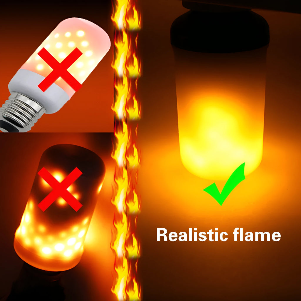 Atmosphere decorative flame effect LED lamp showing realistic flickering flame emulation lighting