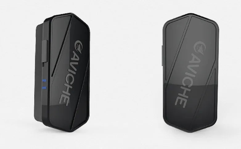 Black wearable personal air purifier necklace showing compact dimensions.