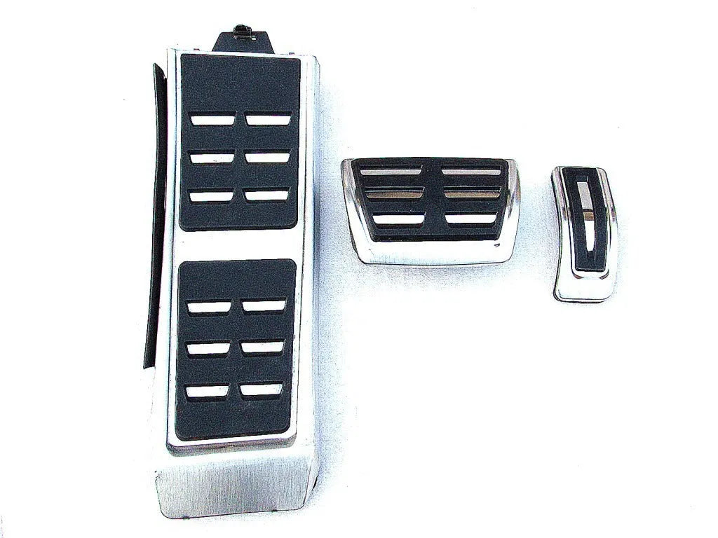 Stainless steel brake and accelerator pedal cover for Porsche Macan in black.