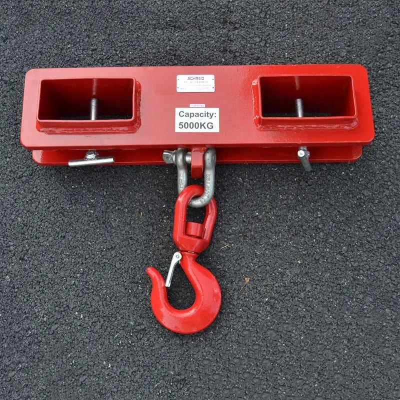 Forklift lifting hook with rotatable design and safety lock for converting forklifts to mobile cranes