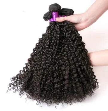 Brazilian virgin human hair kinky curly wig with curtain bangs in natural black colour