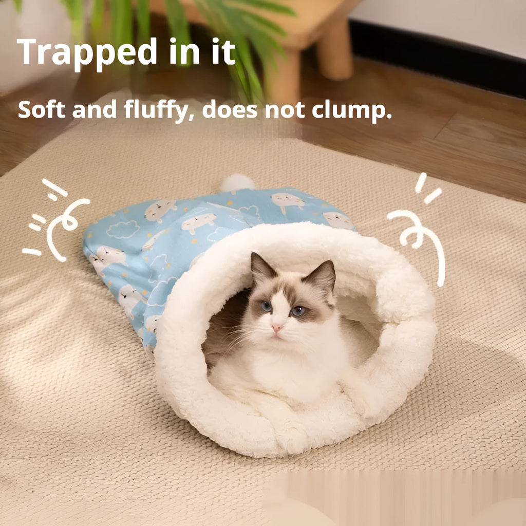 Flannel pet sleeping bag nest measuring 50x40 cm with rabbit, Trojan or stripe patterns