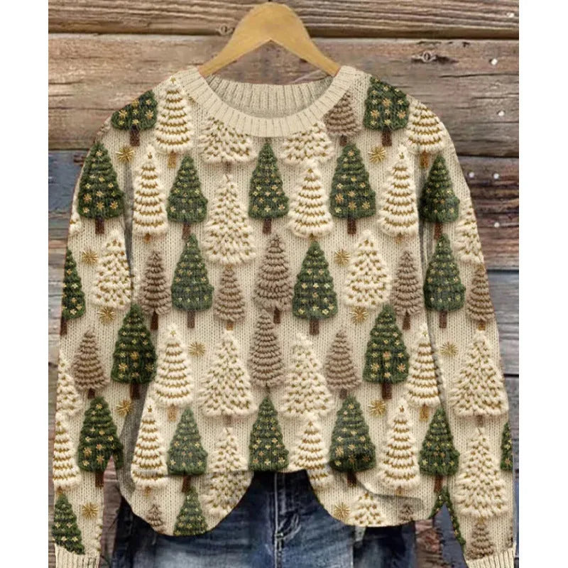 Digital printed round neck sweater showing Little Flower pattern in various colour options
