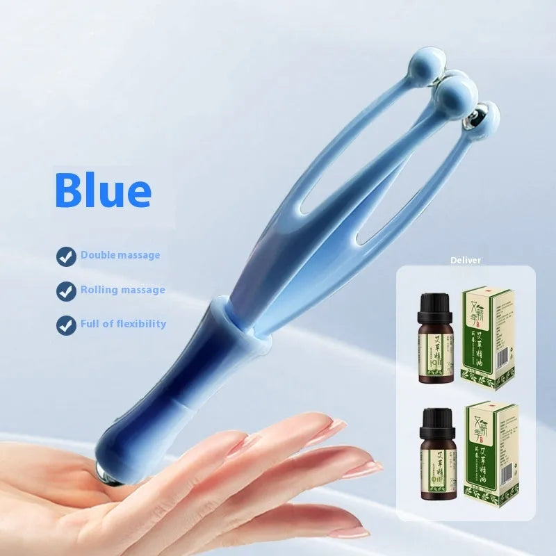 Blue and white steel ball finger massager for hand joint pressure relief