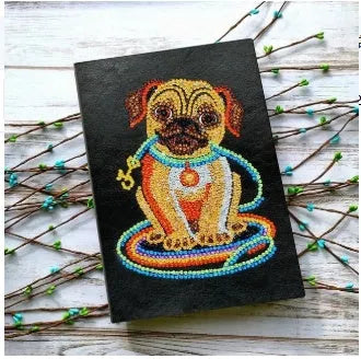 Black A5 DIY diamond painting notebook with 50 blank pages for project planning.
