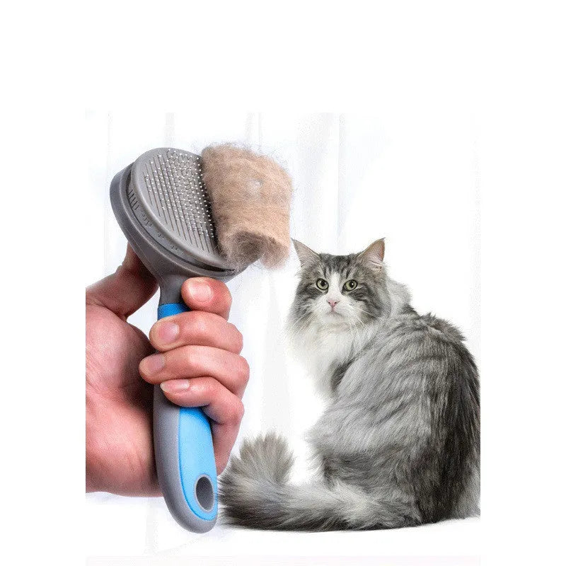 Kitten Cat Comb De-floating Hair Stripper pet grooming comb with 60° curved needle in candy blue