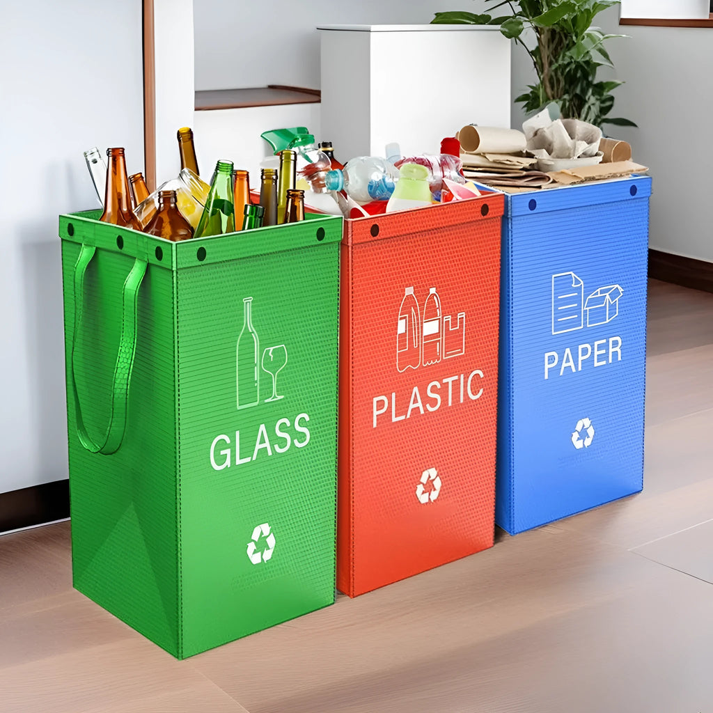 Blue 40-litre reusable PP plastic bin bag with dimensions 30cm wide by 50cm high.