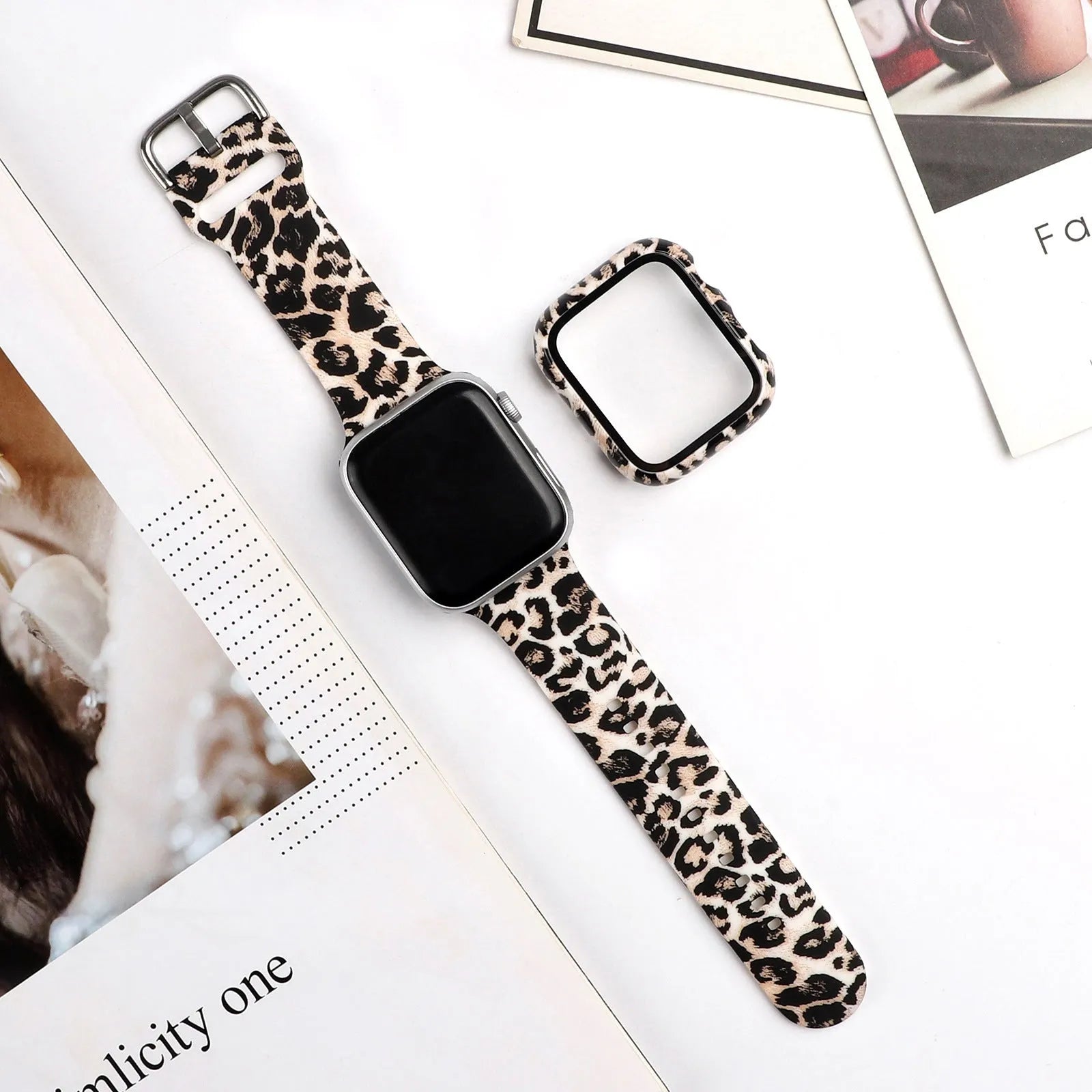 Colourful printed silicone watch strap for Apple Watch showing multiple style options