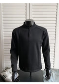 Men's polo shirt with stand-up collar and patchwork shoulder detailing in Chinese cotton fabric