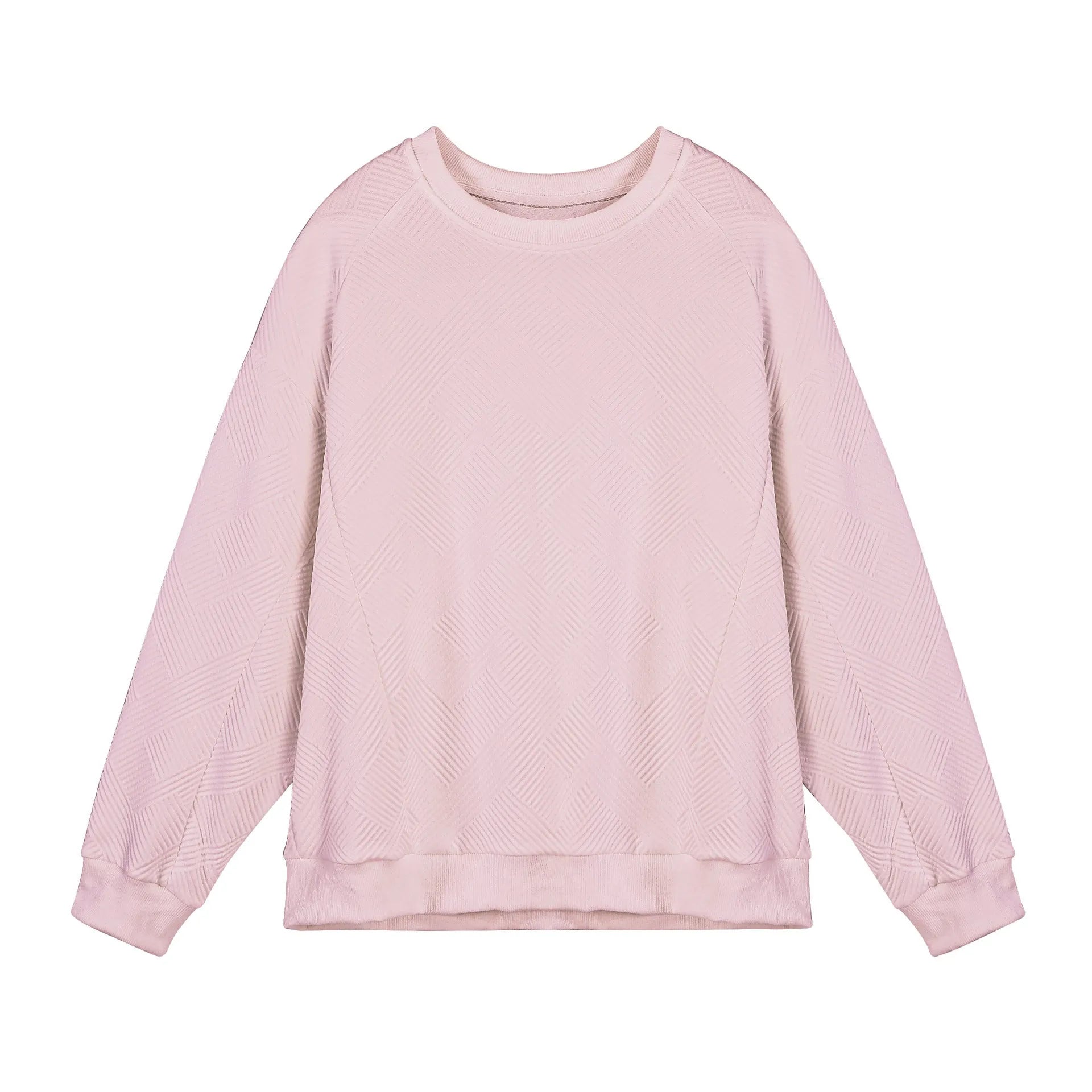Men's loose fit twill jacquard pullover sweater with long sleeves and round neck