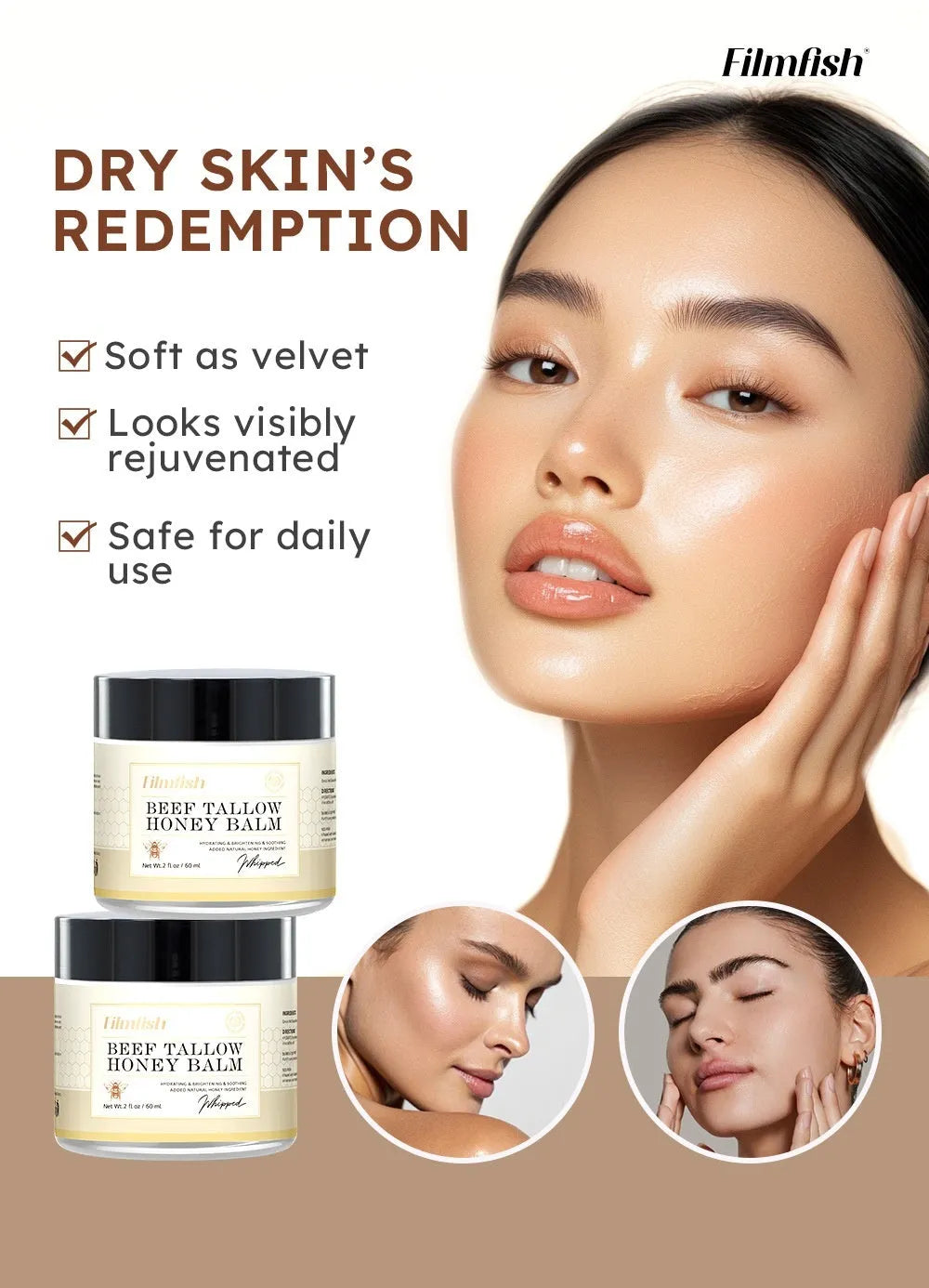60ml jar of honey moisturiser body cream for dry skin hydration