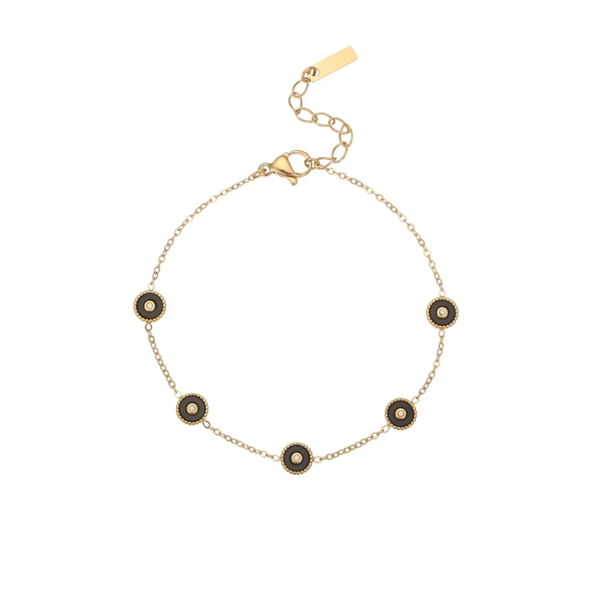 Women's stainless steel bracelet with 18K gold plating and geometric design