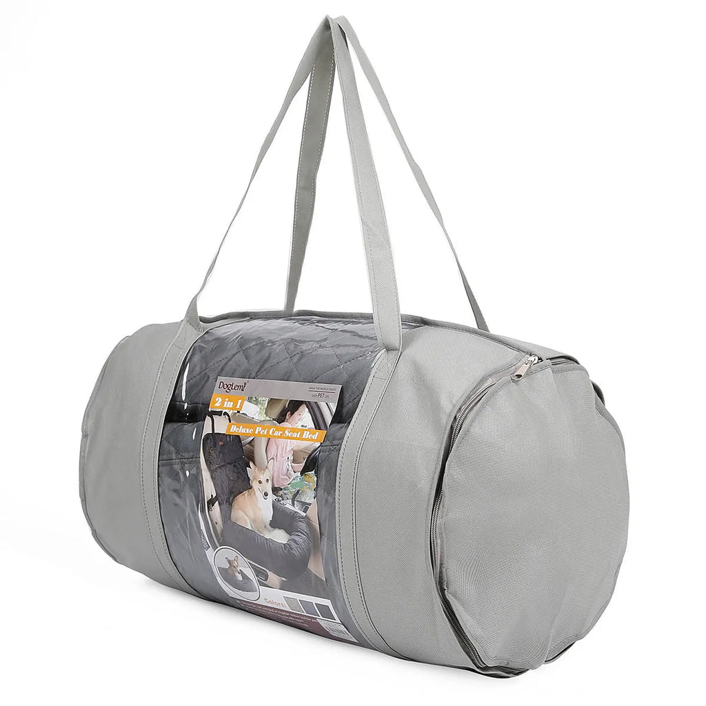 Pet dog carrier folding car seat pad in beige with thickened padding, 60x50x61 cm, non-slip Oxford cloth base
