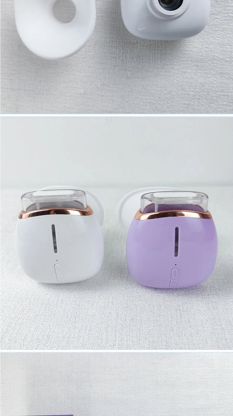 White and purple household eye humidifier with lithium battery power for portable moisturising