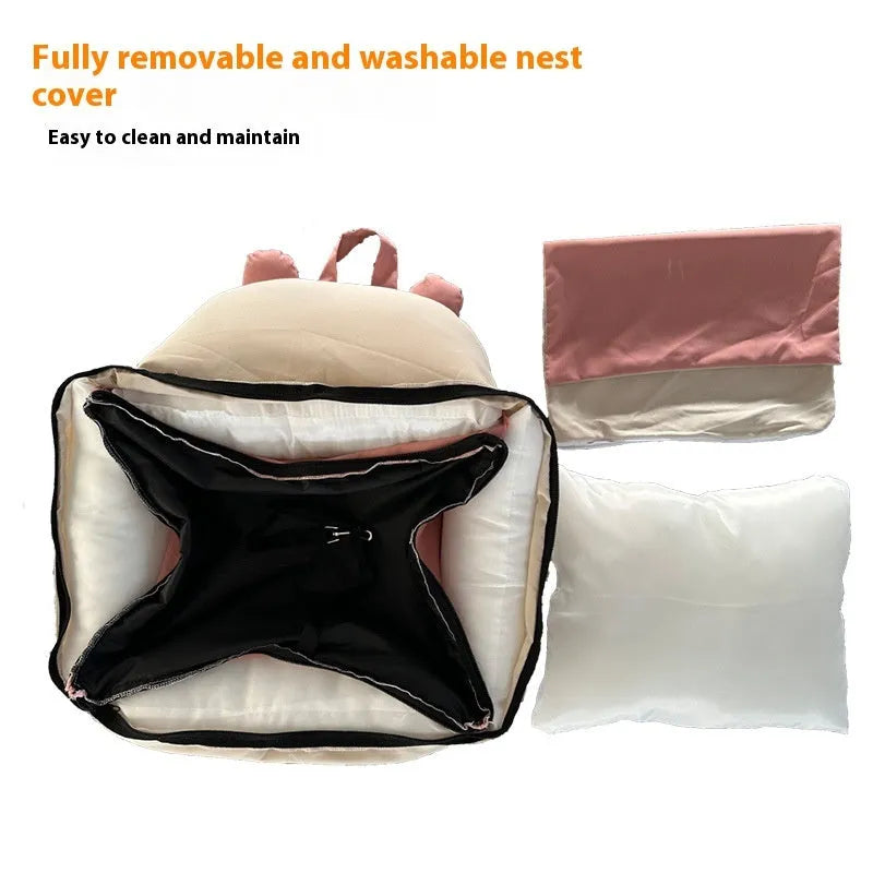 Universal removable car kennel for dogs in beige colours with washable polyester fabric construction