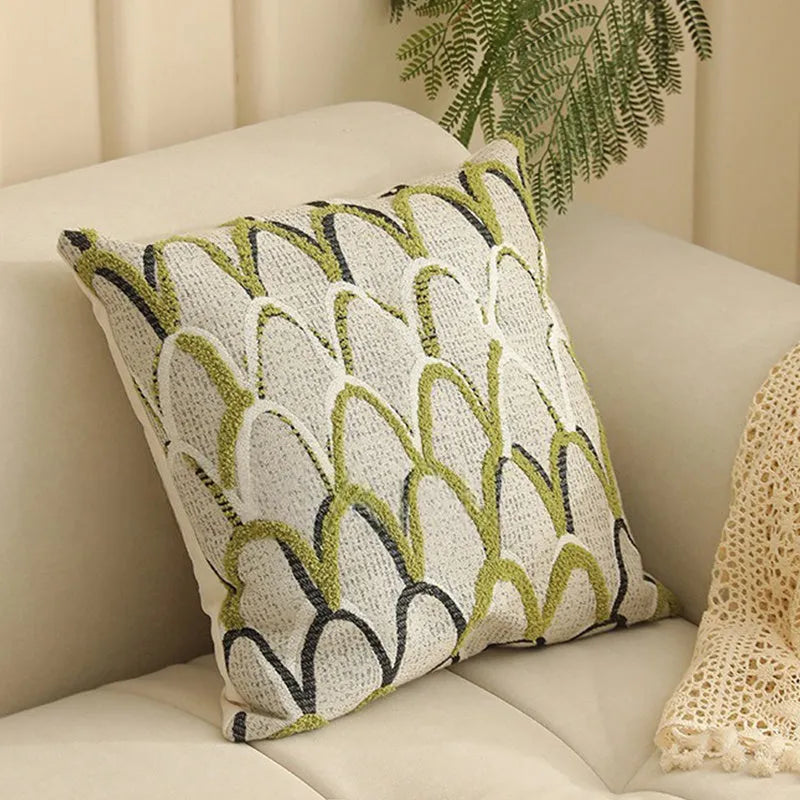 Square Jacquard cushion cover with yarn-dyed floral pattern in various colours, shown at 45cm size.