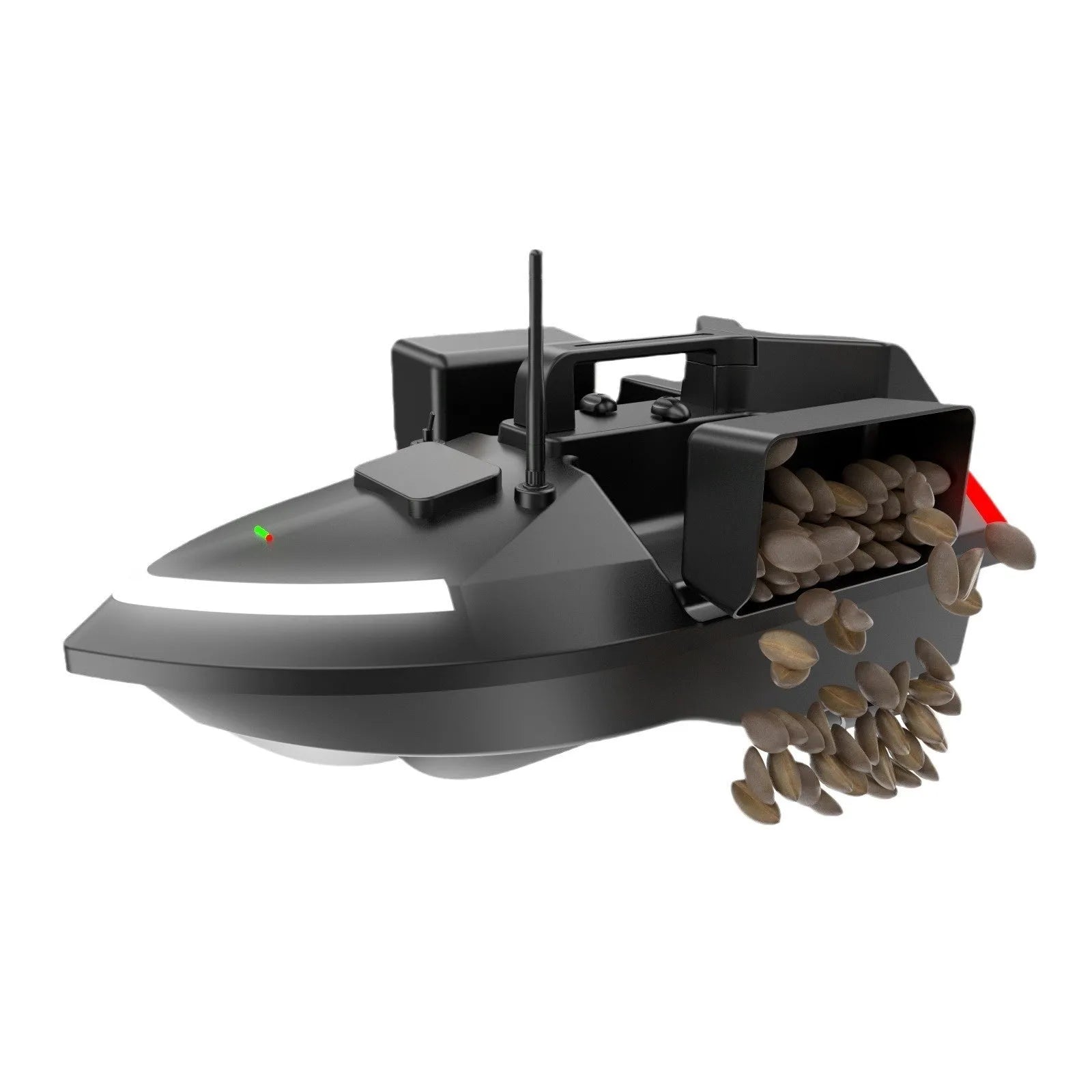 GPS remote control fishing boat in luminous yellow with remote control unit and carrying bag