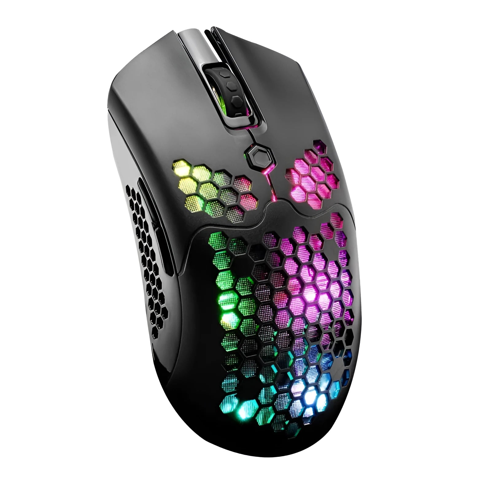 Free Wolf X2 wireless RGB gaming mouse in multiple colour options on gaming desk