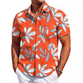 Men's slim fit Hawaiian-inspired cardigan shirt in elastic polyester fabric