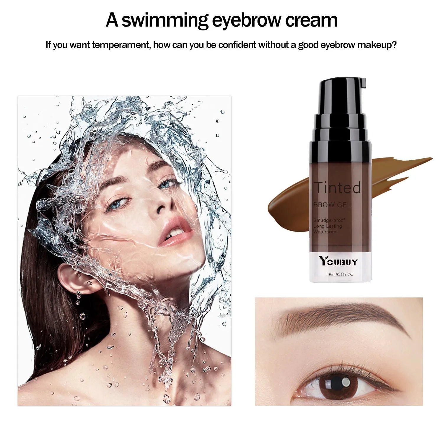 Waterproof eyebrow cream pencil in brown, black, dark grey and golden yellow shades
