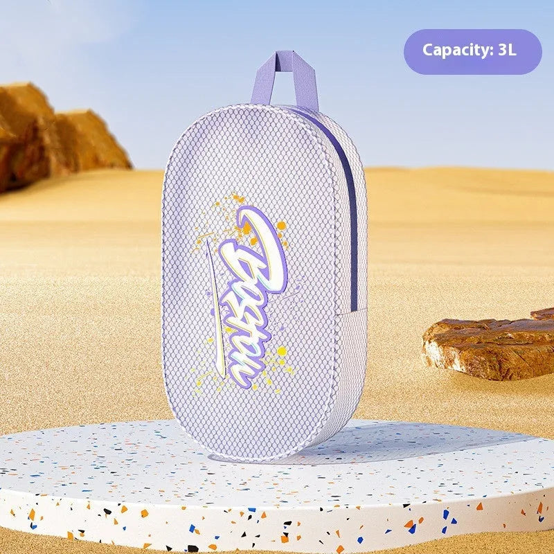 Orange EVA waterproof swimming storage bag in 3 litre and 7 litre capacity sizes.