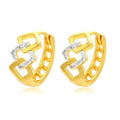 Geometric hollow-out gold electroplated alloy drop earrings with colour separation ear clip