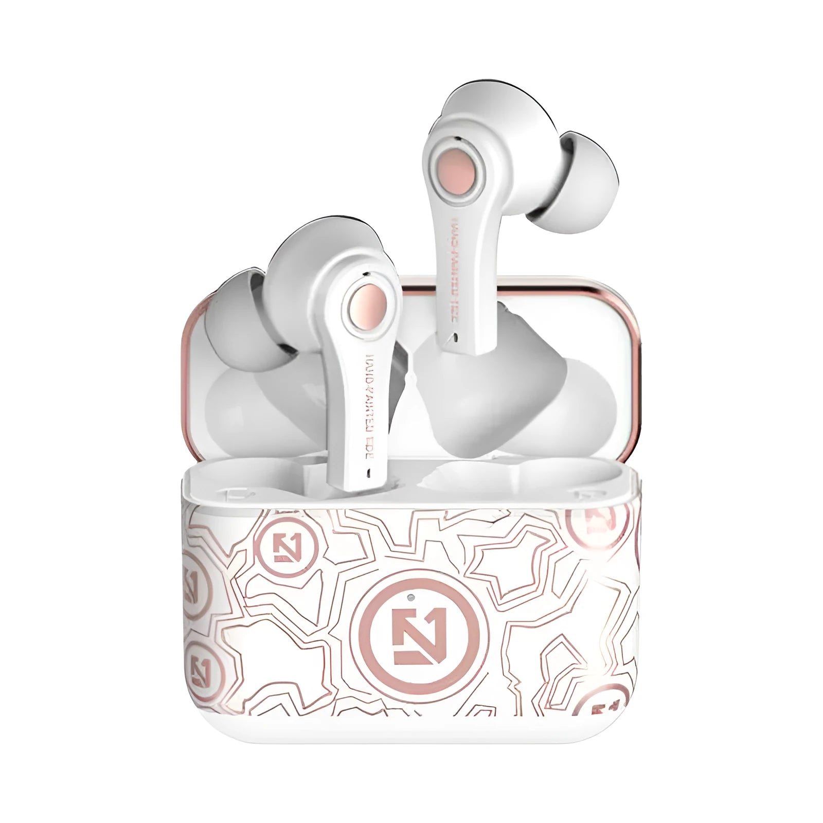 Wireless Bluetooth headset in black or white with over-ear design and Everblue 5.0 logo.