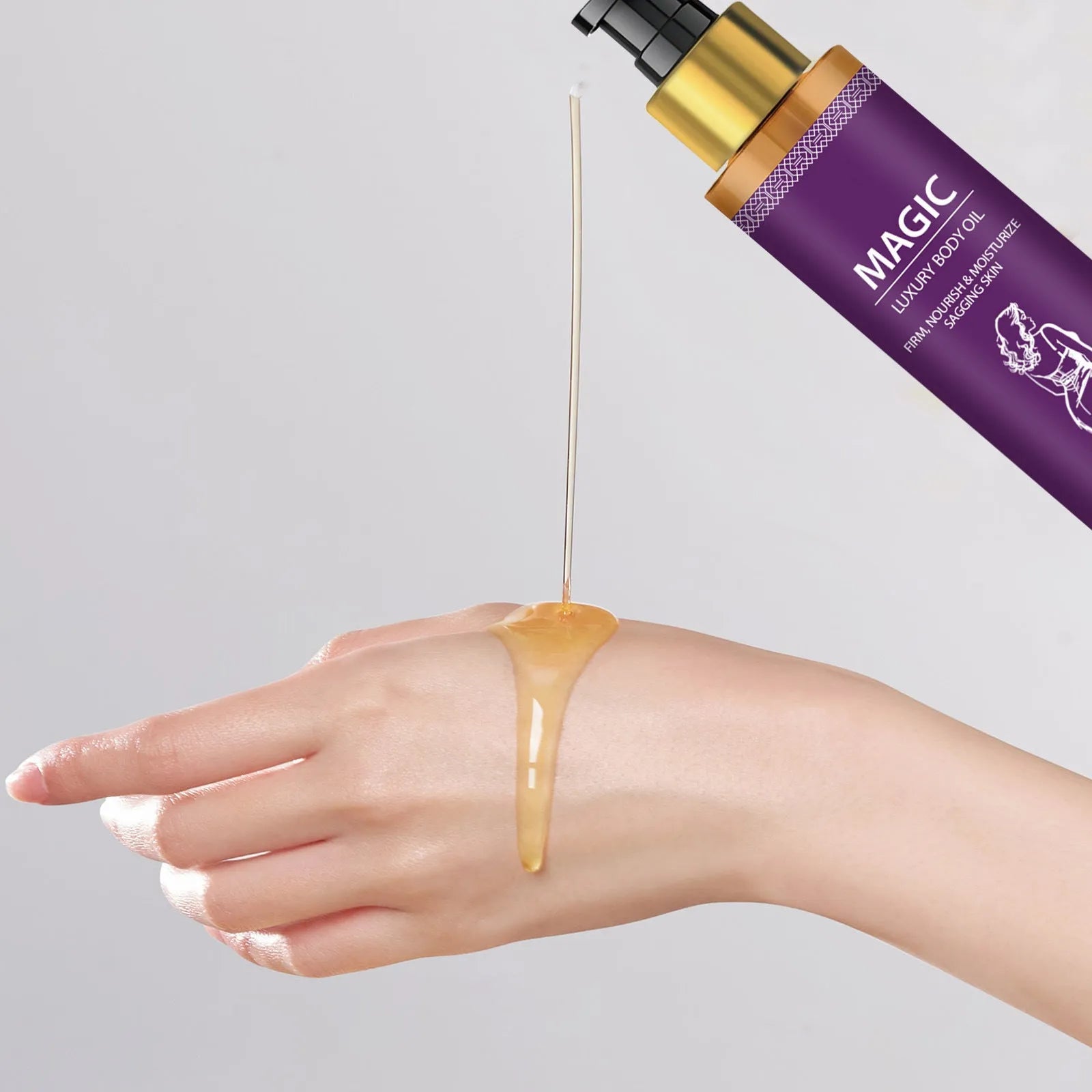 100ml bottle of body soothing treatment oil containing jojoba, camellia and sweet almond oils