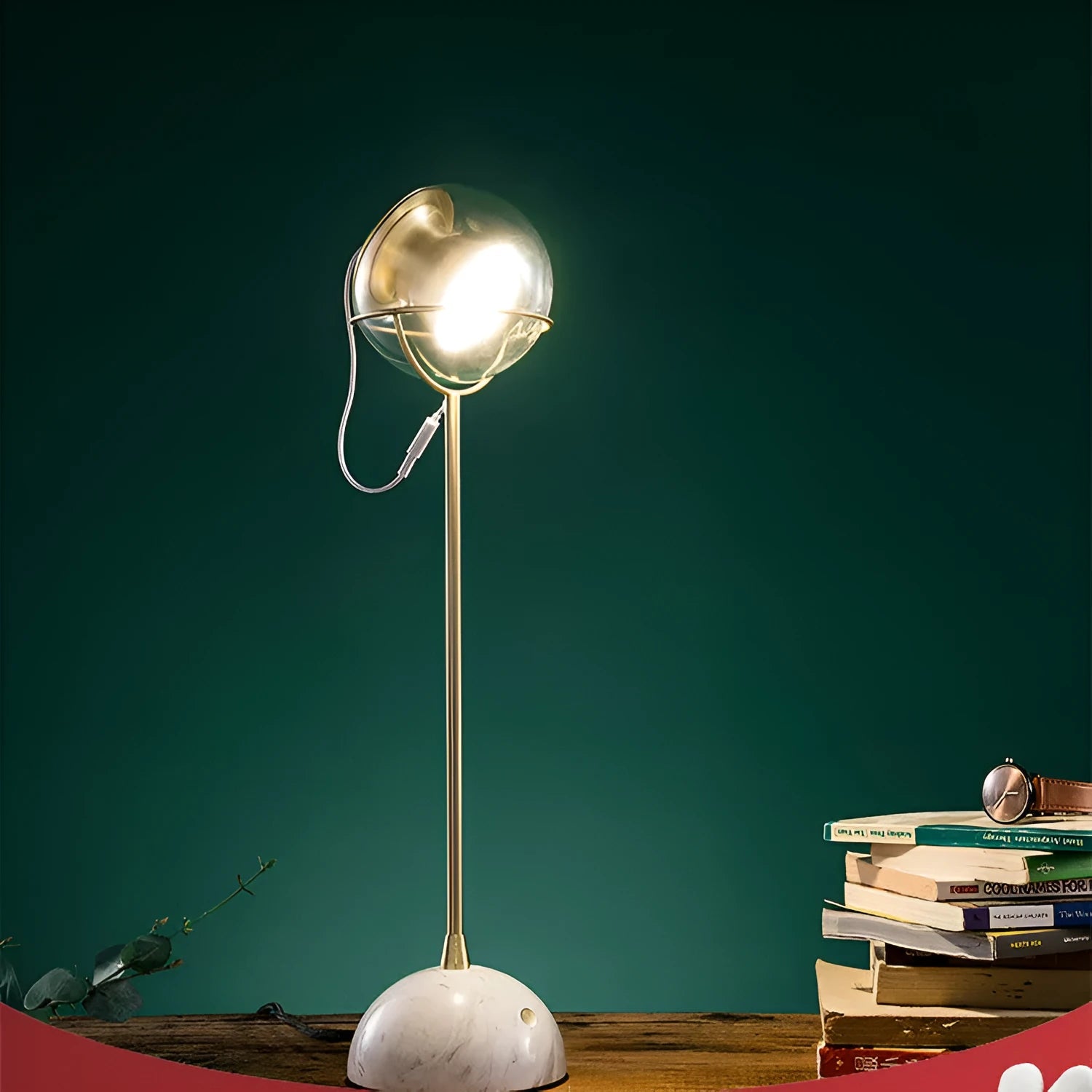 LED desk lamp with glass lampshade featuring dimmable touch switch control