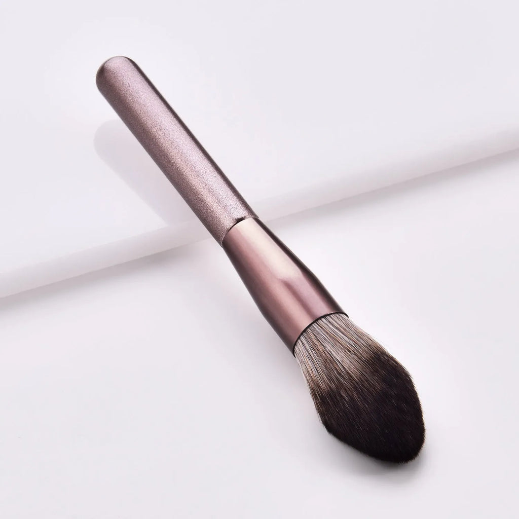12-piece small grape makeup brush set with nylon bristles and wooden handles in OPP bag packaging
