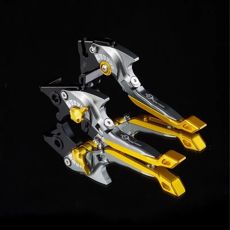Adjustable anodised aluminium horn handle motorcycle clutch lever in multiple colour options