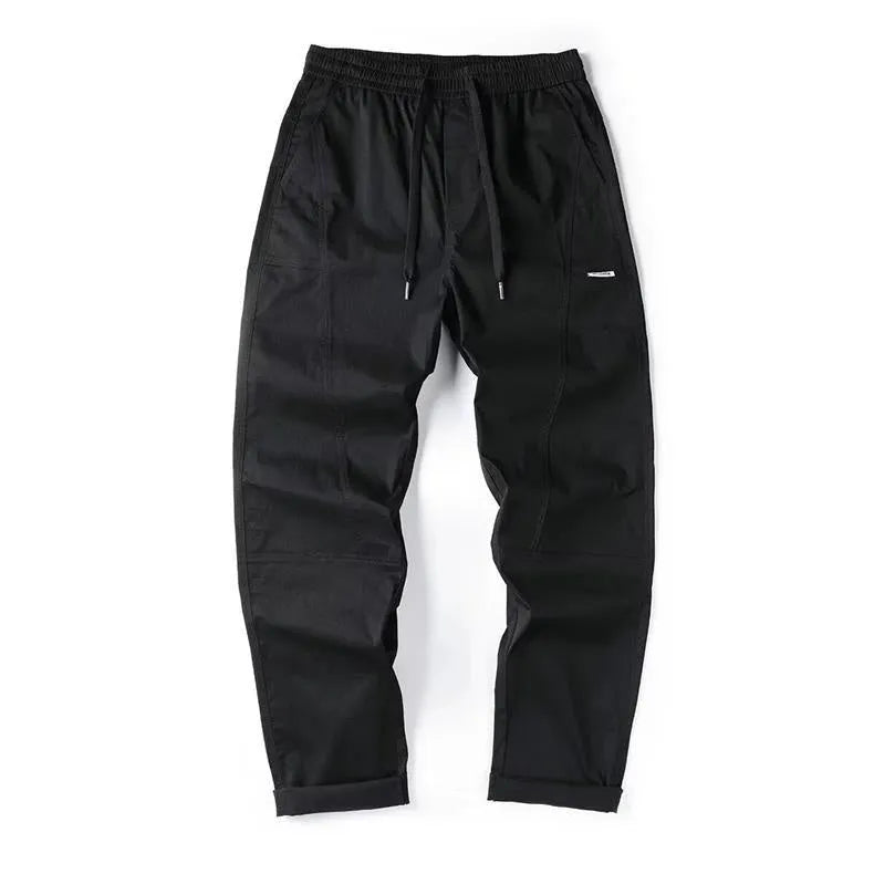 Women's milky white cotton wide-leg casual trousers with an antibacterial feature on a hanger.