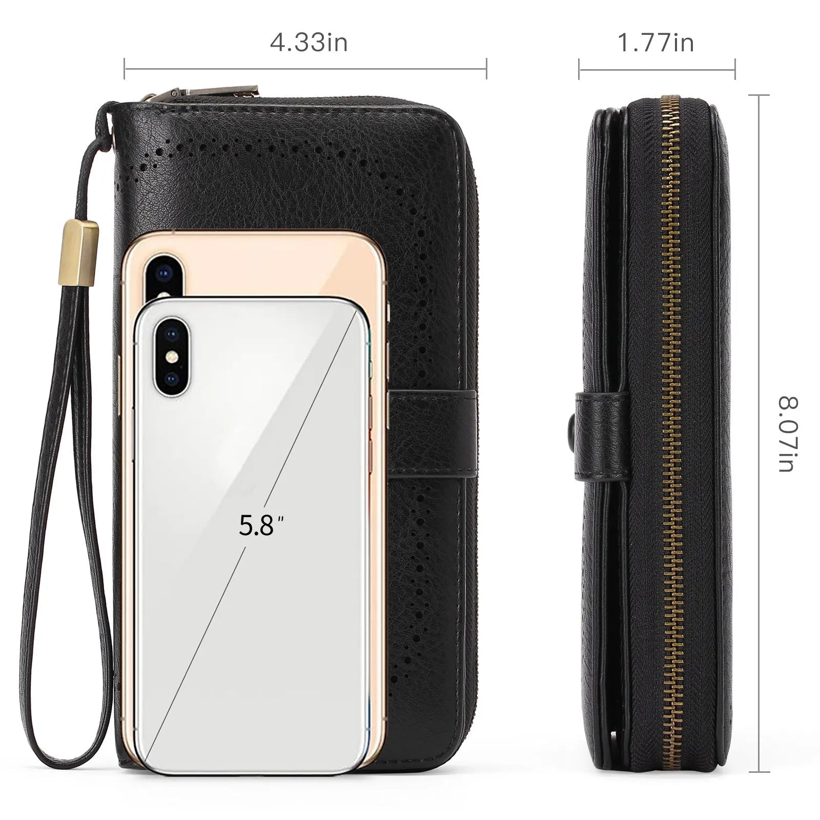 Expanding card holder women's long wallet with anti-theft swiping protection in synthetic leather